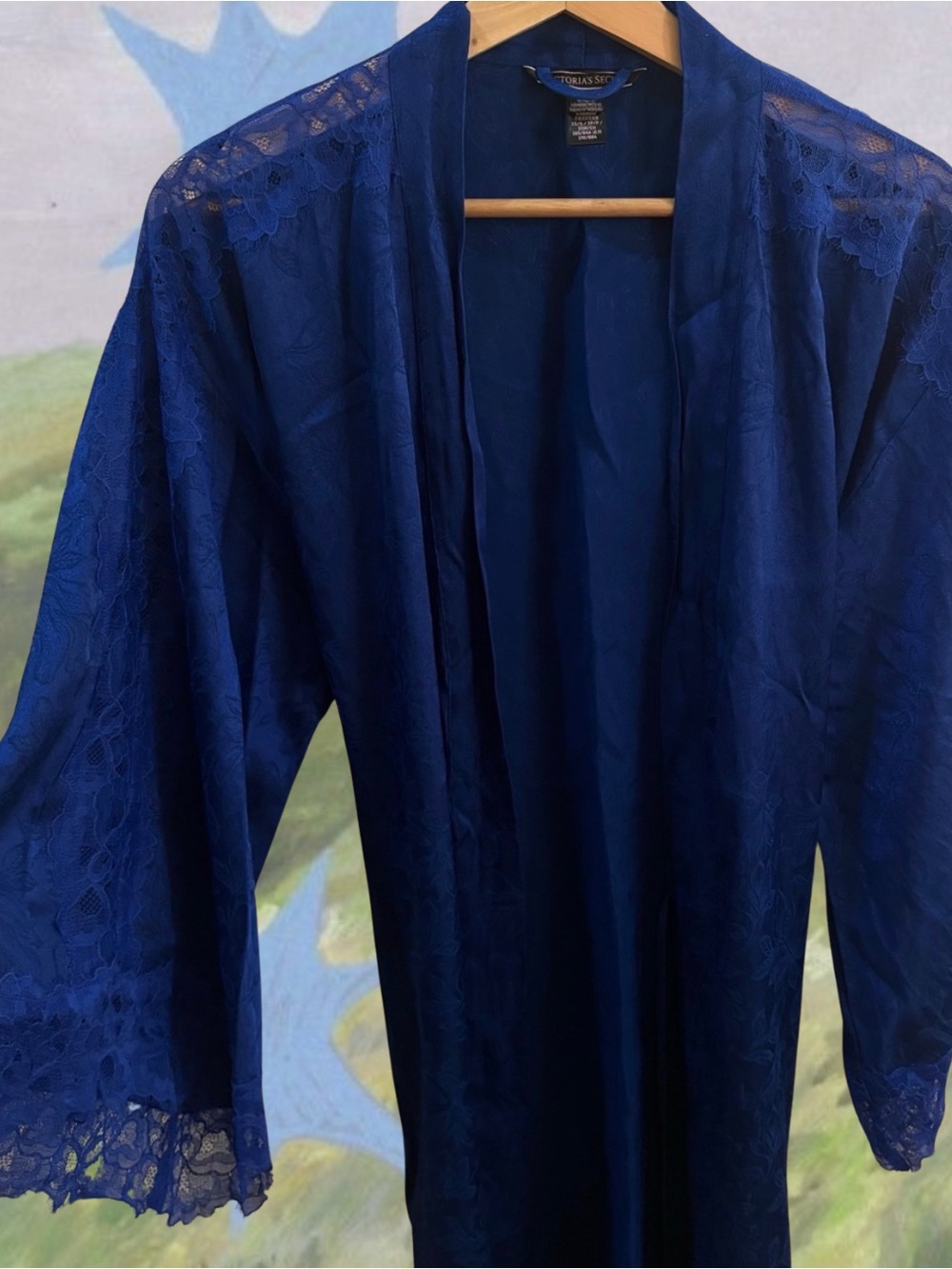 Victoria’s Secret Luxe Satin & Lace Inset Kimono - Royal Blue “Something Blue”